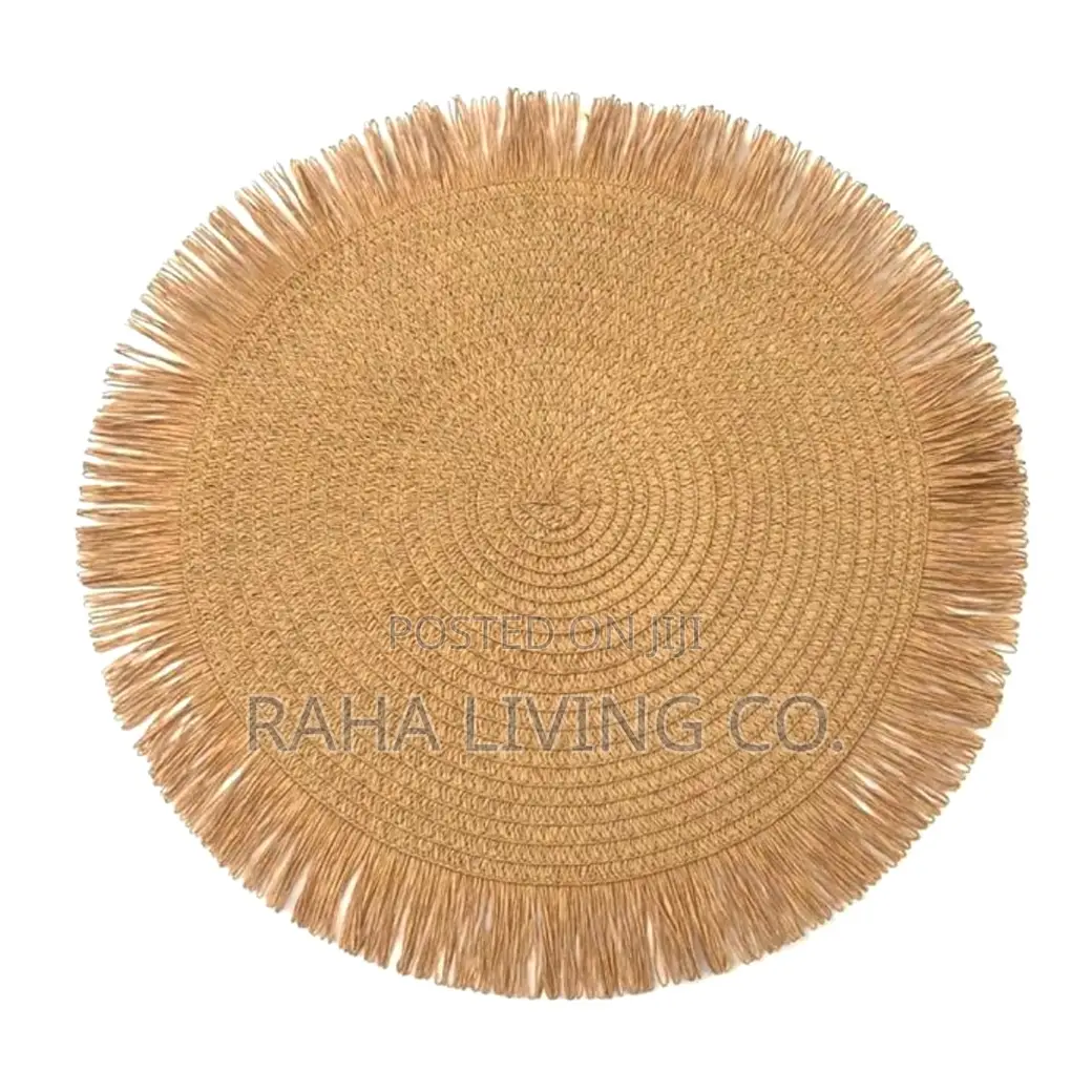 6pc Woven Round Placemats | 38cm | Fringed Edge | Dining Table