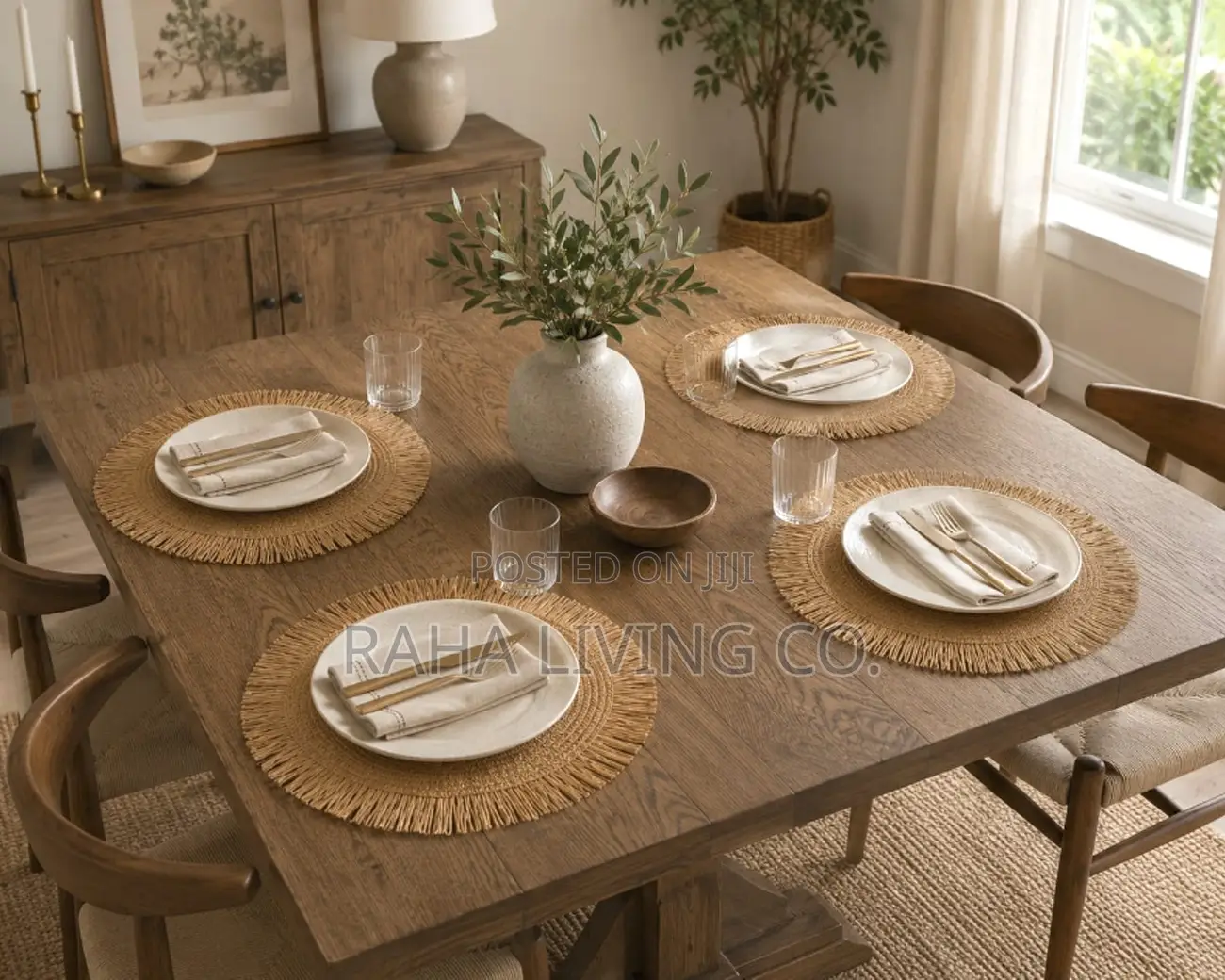 6pc Woven Round Placemats | 38cm | Fringed Edge | Dining Table