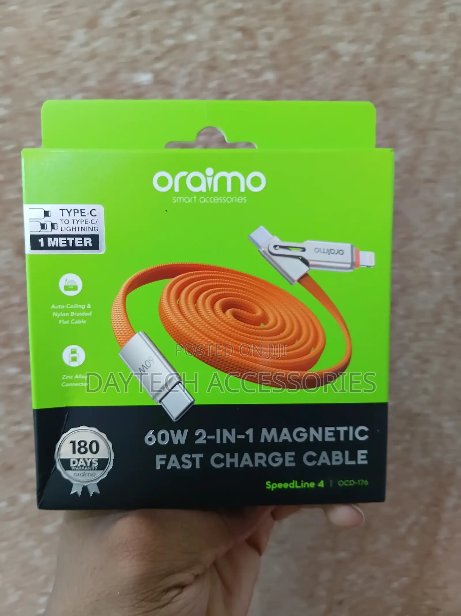 Oraimo SpeedLine 4 Magnetic 2-in-1 Fast Charge Cable (Model OCD-176)