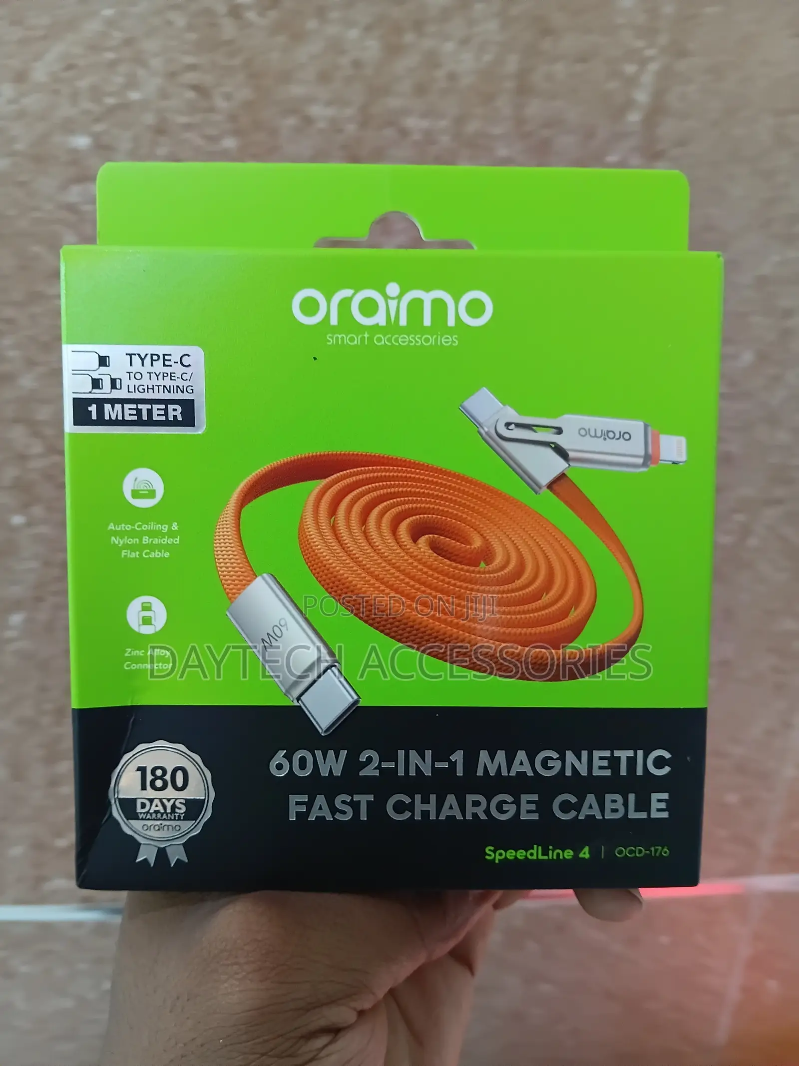 Oraimo SpeedLine 4 Magnetic 2-in-1 Fast Charge Cable (Model OCD-176)