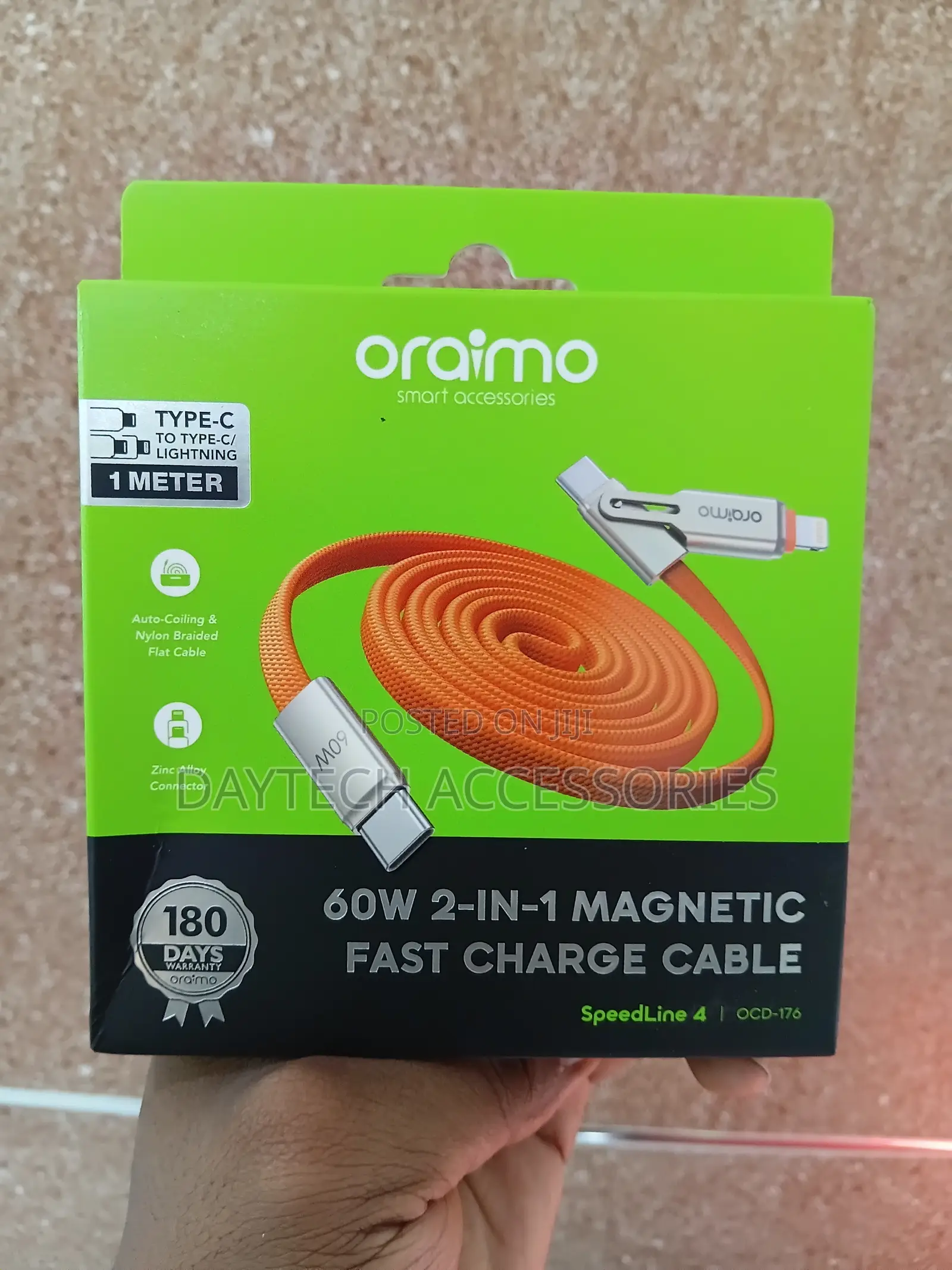 Oraimo SpeedLine 4 Magnetic 2-in-1 Fast Charge Cable (Model OCD-176)