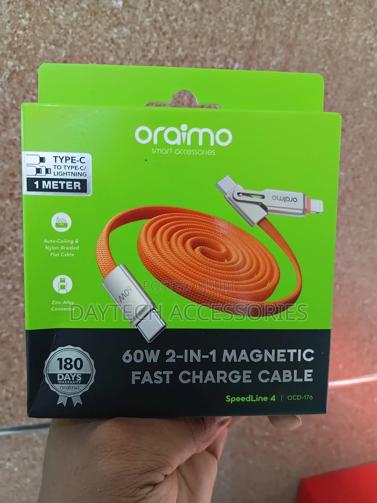 Oraimo SpeedLine 4 (OCD-176) 60W Magnetic Fast Charging Cable