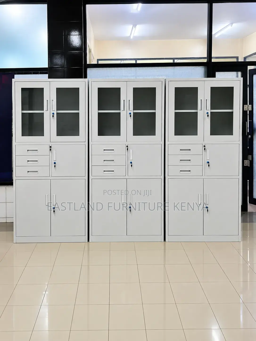 Modern Steel Office Storage Cabinet – Glass Door Filing & Storage Unit