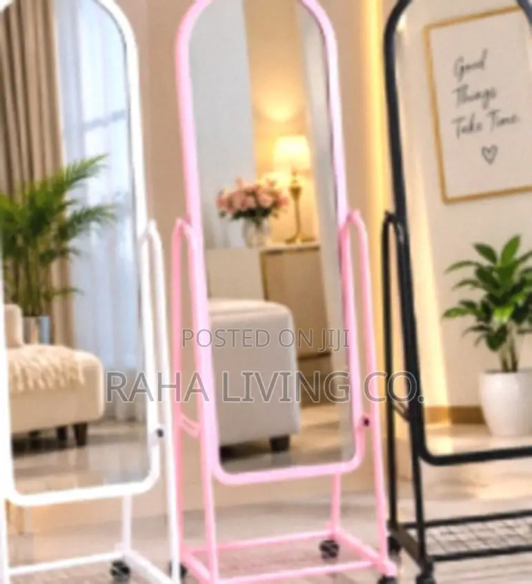Frameless Dressing Mirror With Wheels | Full Length | Arch | 3 Colours