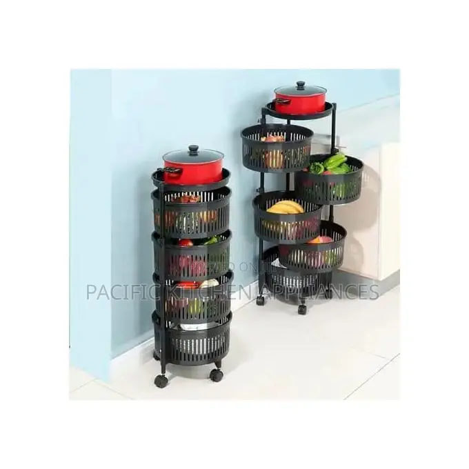 4-Tier Metal Round Rotating Vegetable Storage Organizer