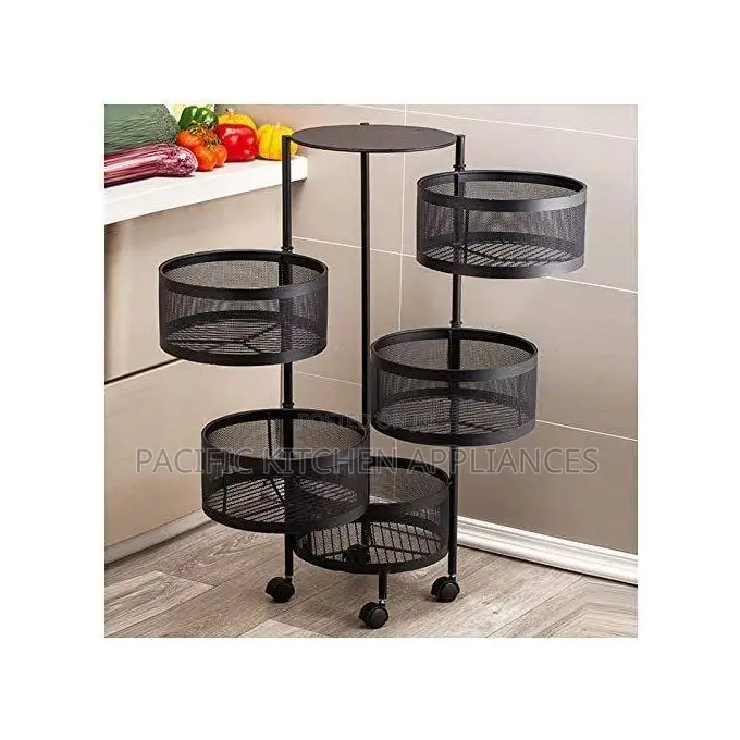 4-Tier Metal Round Rotating Vegetable Storage Organizer
