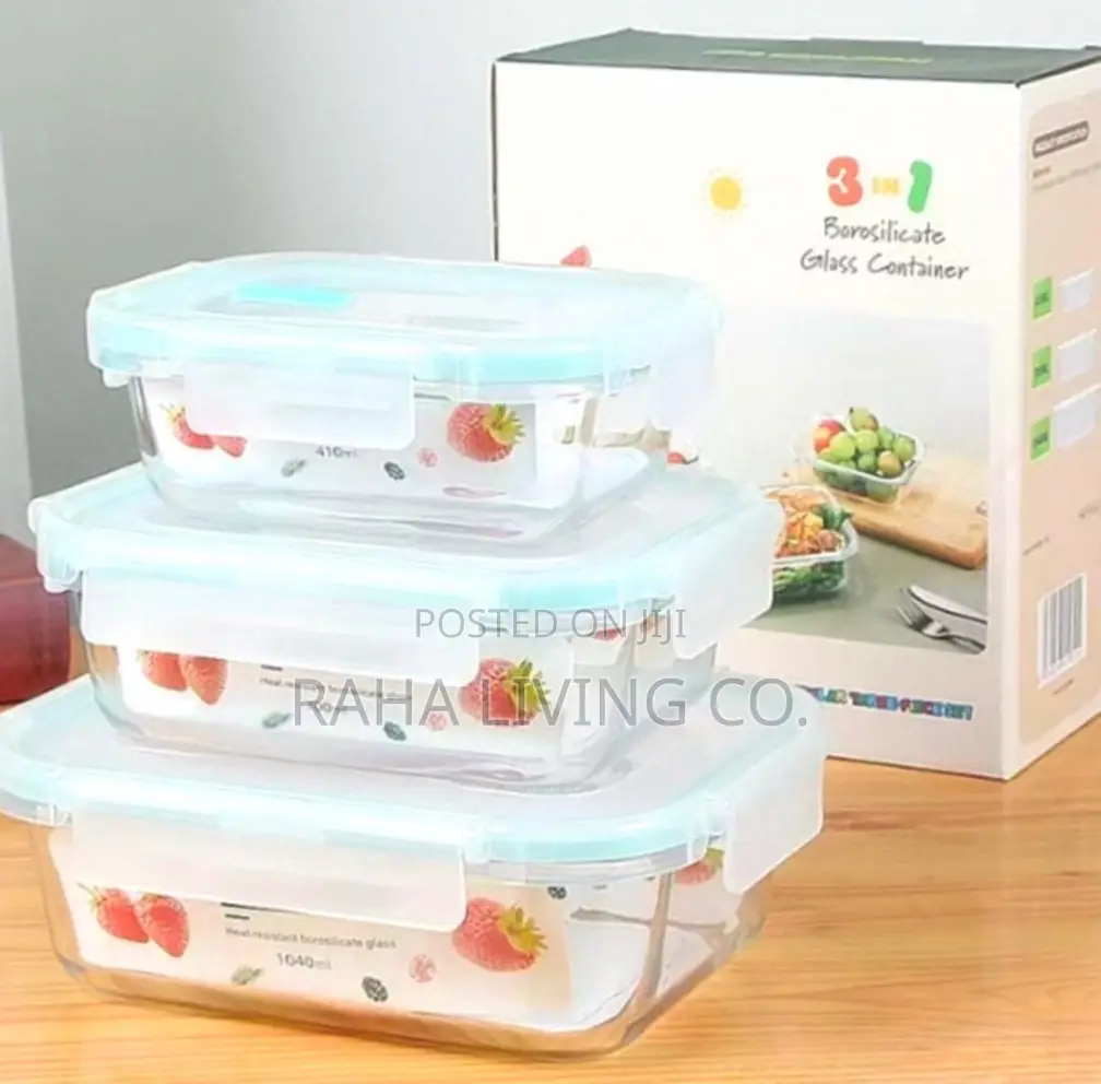 3pc Glass Food Storage Containers | Borosilicate | Airtight Lids