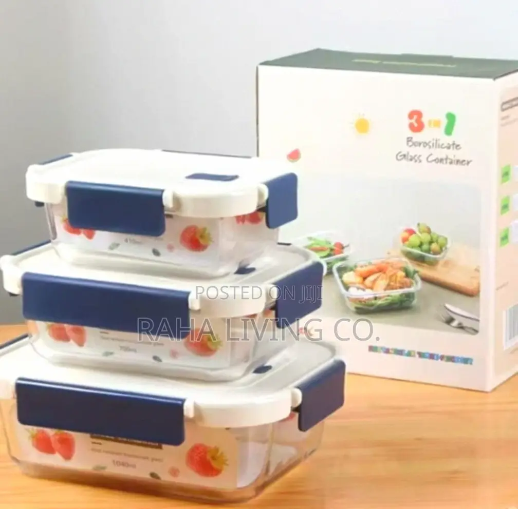 3pc Glass Food Storage Containers | Borosilicate | Airtight Lids