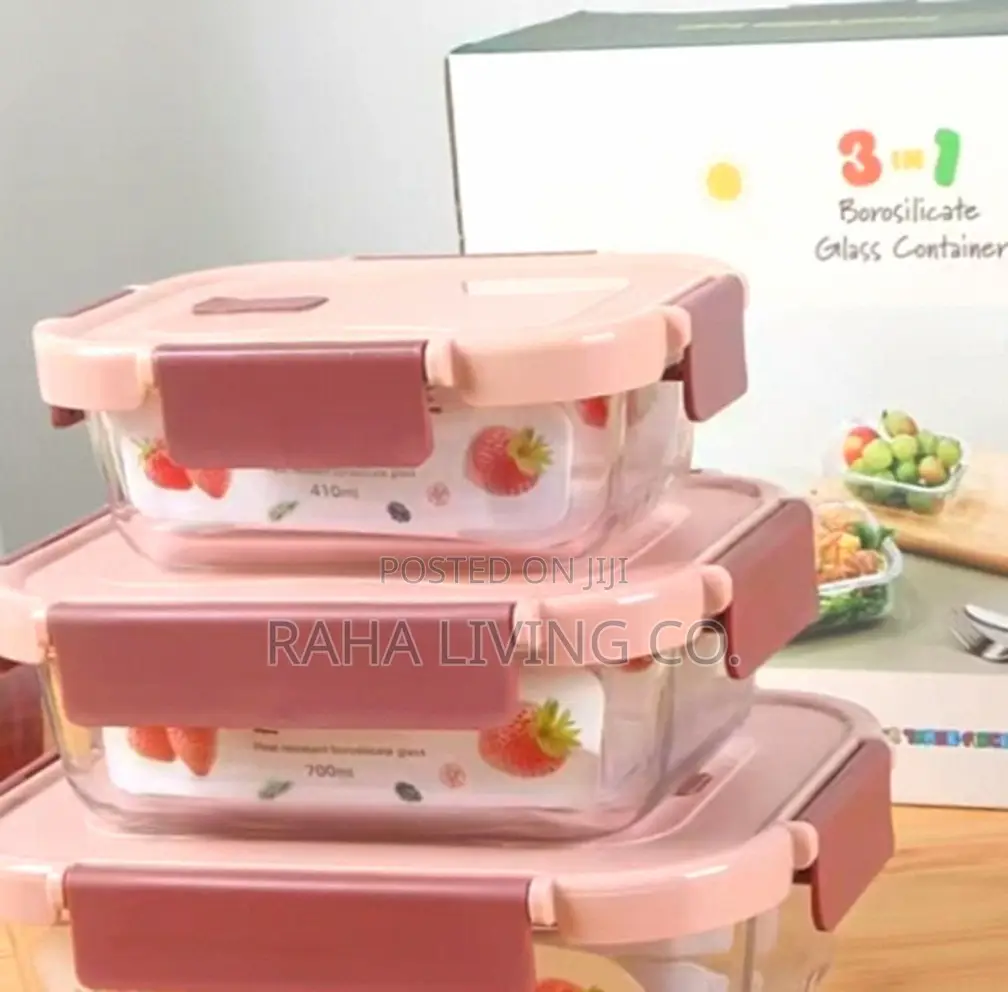 3pc Glass Food Storage Containers | Borosilicate | Airtight Lids