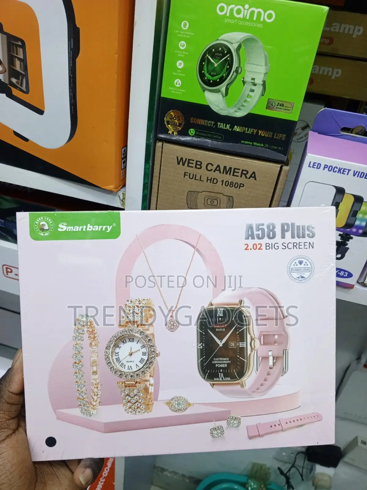 A58 Plus Smartwatch Rose Gold 8-in-1 Ladies Gift Set