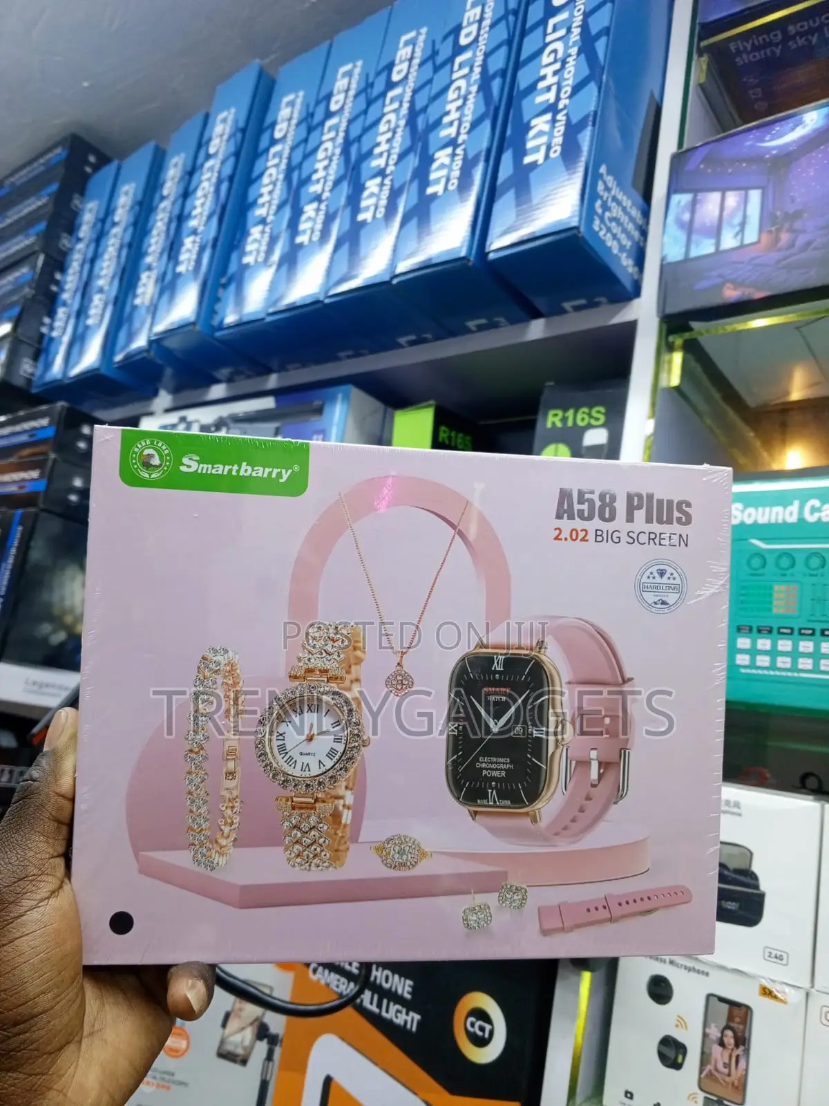 A58 Plus Women Smart Watch Jewelry Set With Pink Replacement Strap