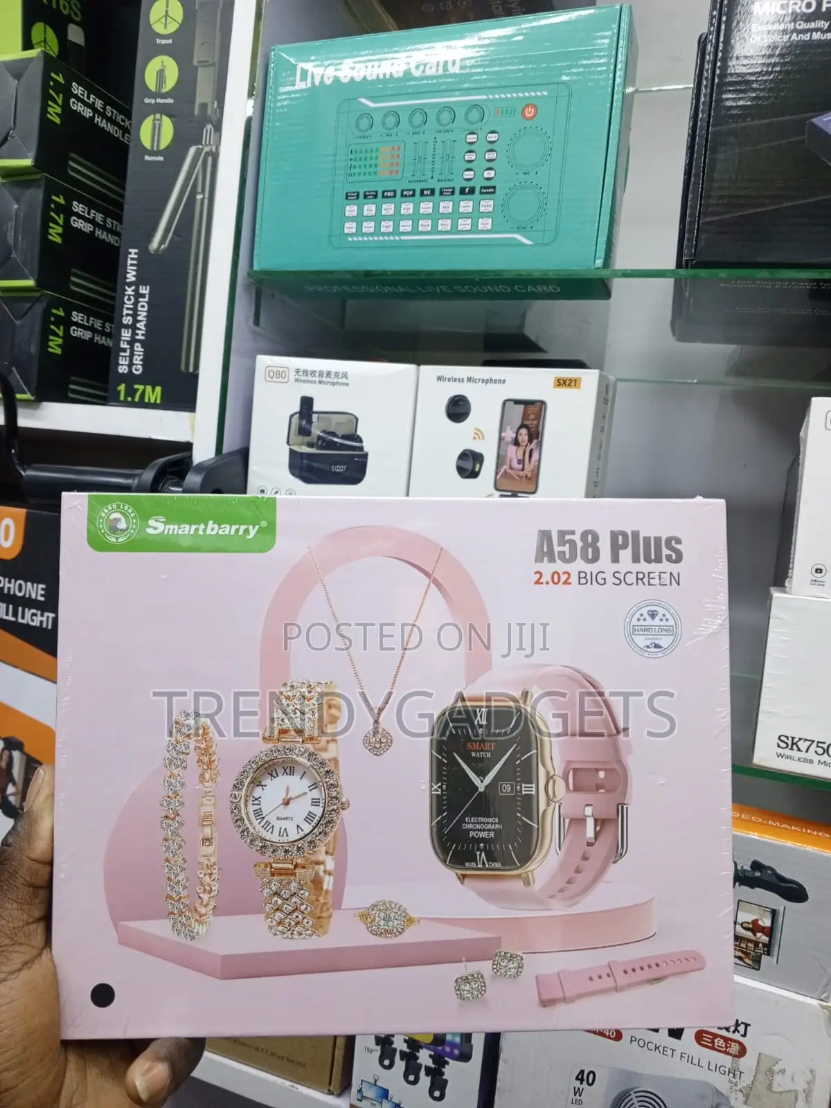 A58 Plus Women Smart Watch Jewelry Set With Pink Replacement Strap