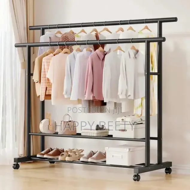 Double-Pole Heavy-Duty Garment Rack