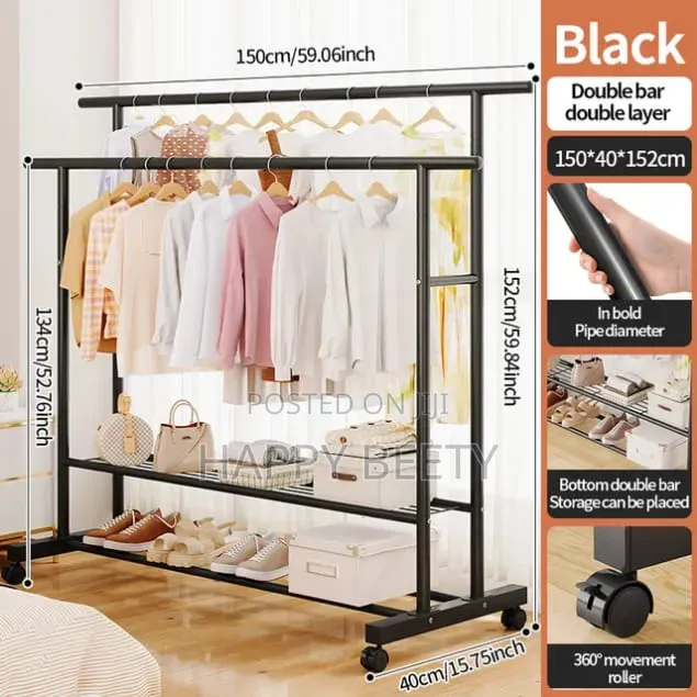 Double-Pole Heavy-Duty Garment Rack