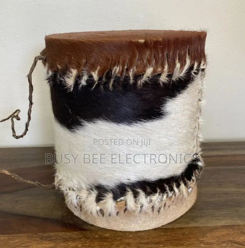 Musical Instruments Category African Hand-Carved Leather Mini Drum ( 1