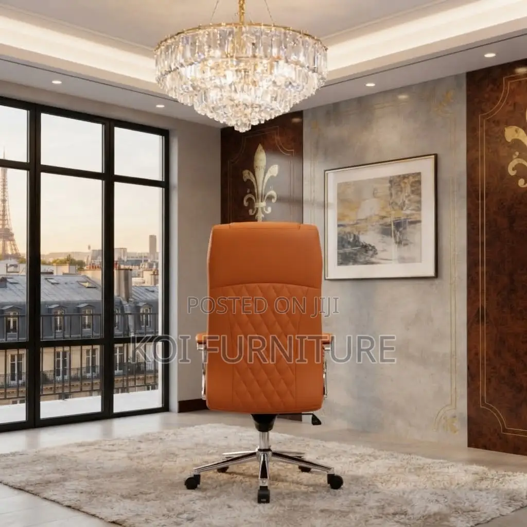 Office Chairs; High Backrest Brown Clerical Leather Office Seat