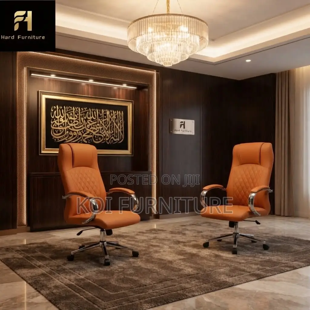 Office Chairs; High Backrest Brown Clerical Leather Office Seat