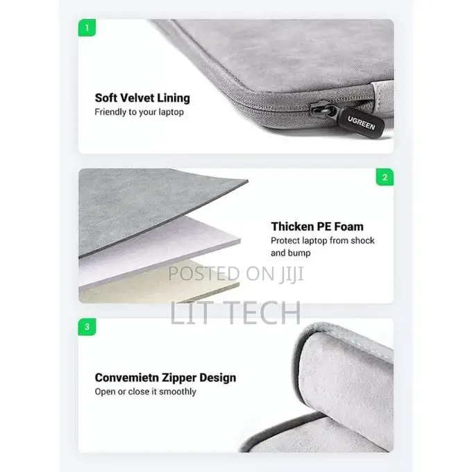 UGREEN LP187 Laptop Sleeve Case (UG-60985)13-inch to 13.9-Inch Gray