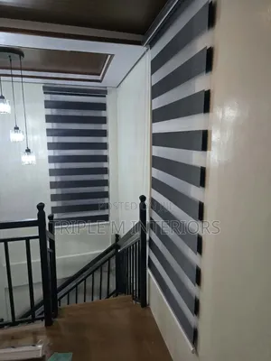 Master Bedroom Zebra Roller Blinds - Blackout Option