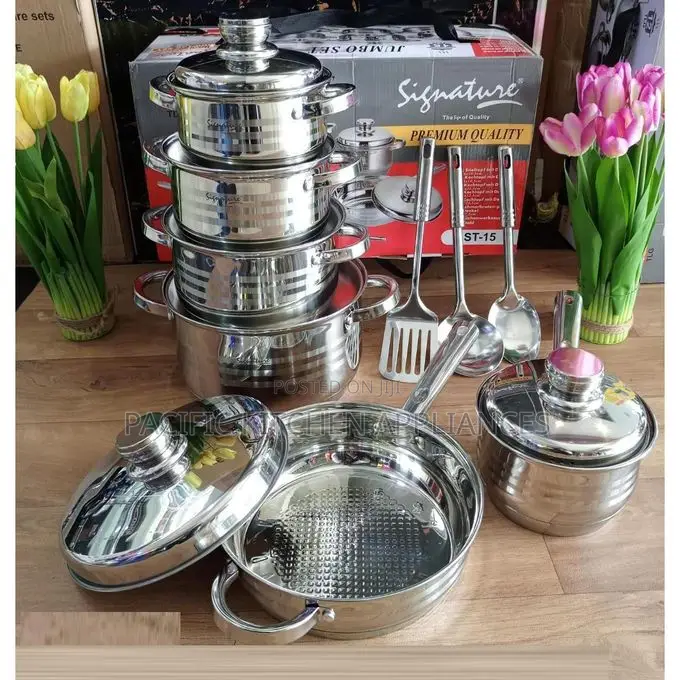 Signature Induction Base Stainless Steel Cookware Set With Glass Lids