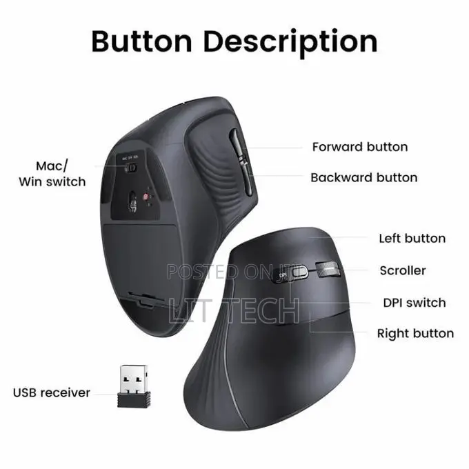Ugreen Multi-Mode Vertical Mouse - MU008 (UG-25444)