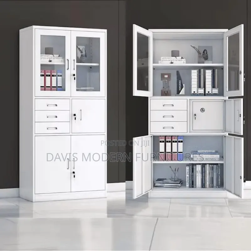 White Tall Metal Storage Cabinet