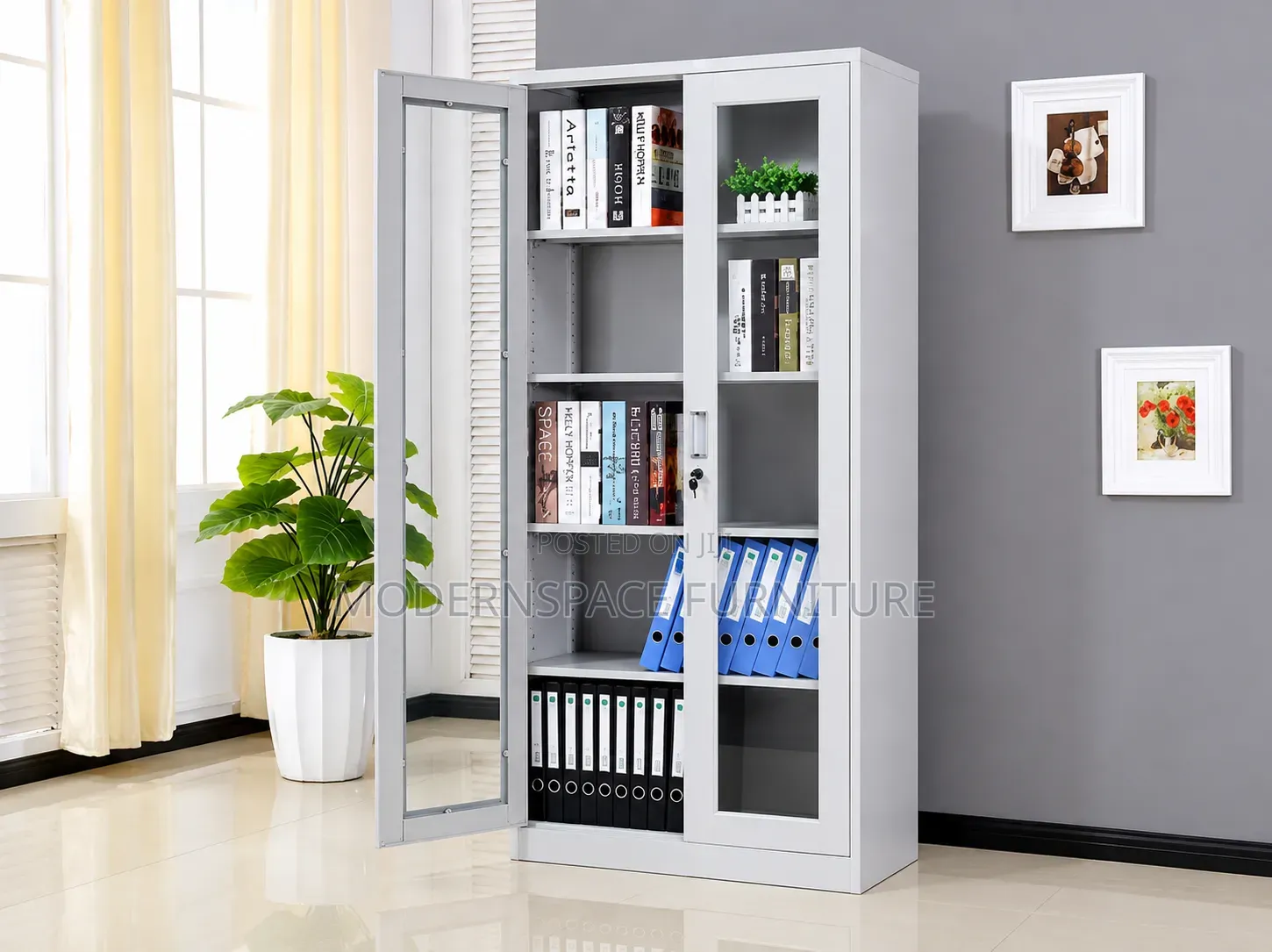 Glass-Door Office Filing Cabinet