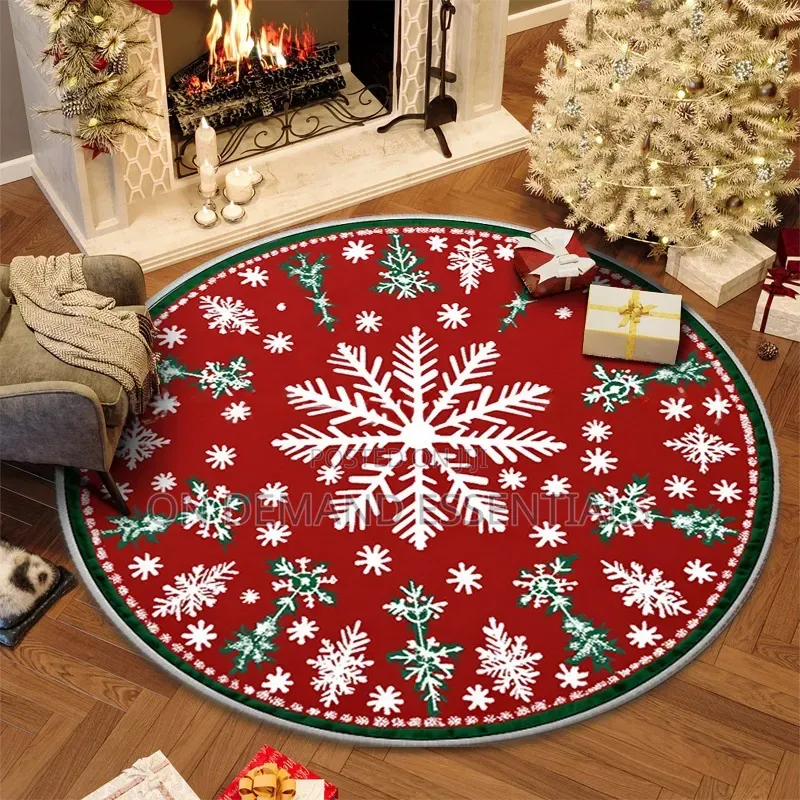 *Christmas Circular Carpet Washable Anti Slip Carpet New Year