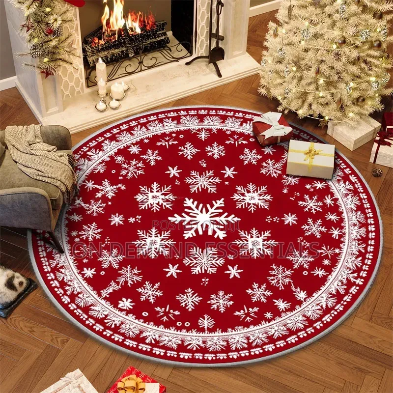 *Christmas Circular Carpet Washable Anti Slip Carpet New Year