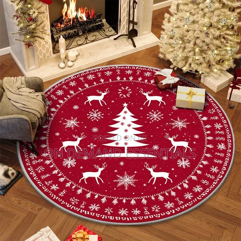 *Christmas Circular Carpet Washable Anti Slip Carpet New Year