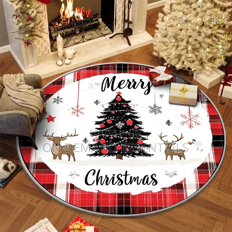 *Christmas Circular Carpet Washable Anti Slip Carpet New Year