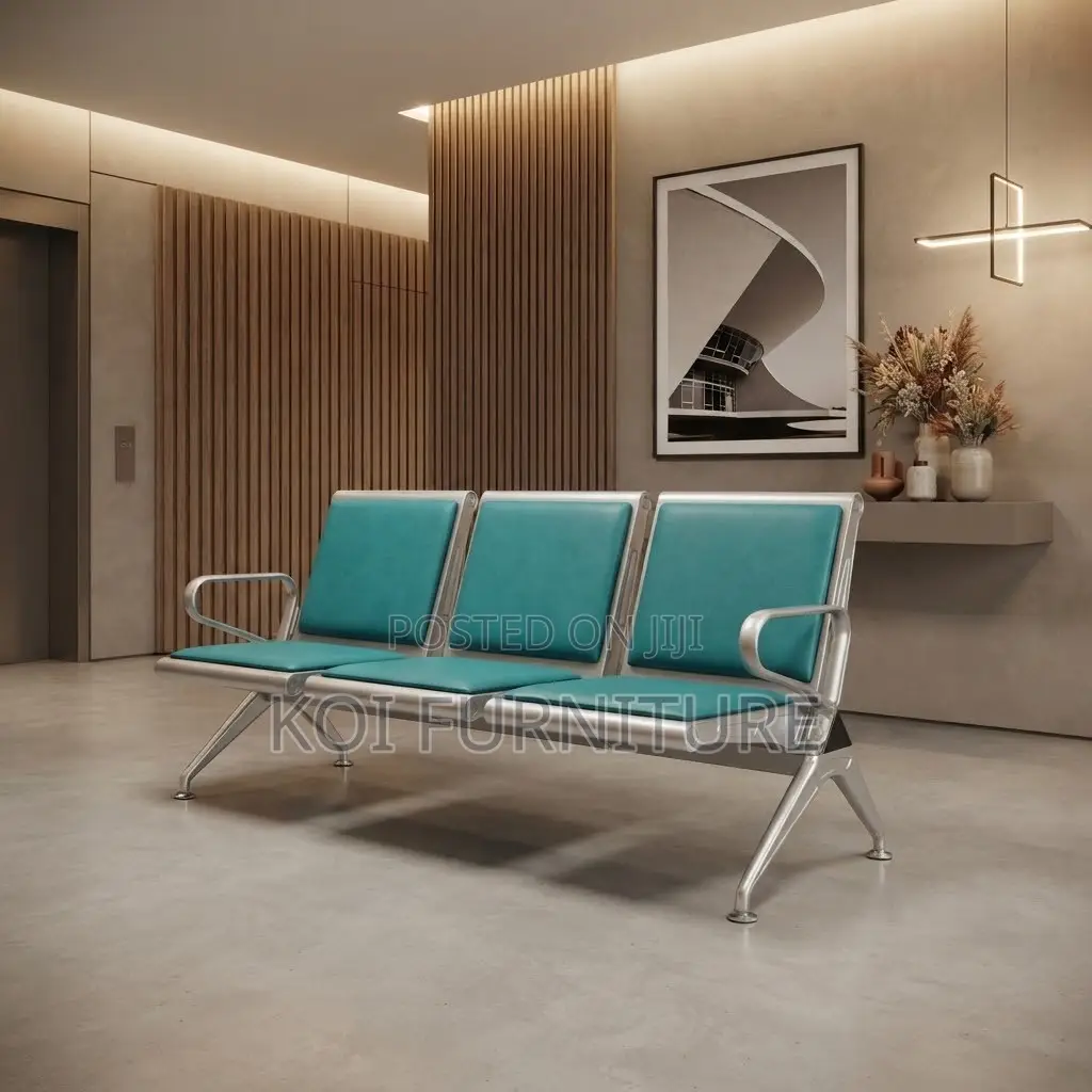 Office Bench; Leather Padded Three Seaters Front Benches