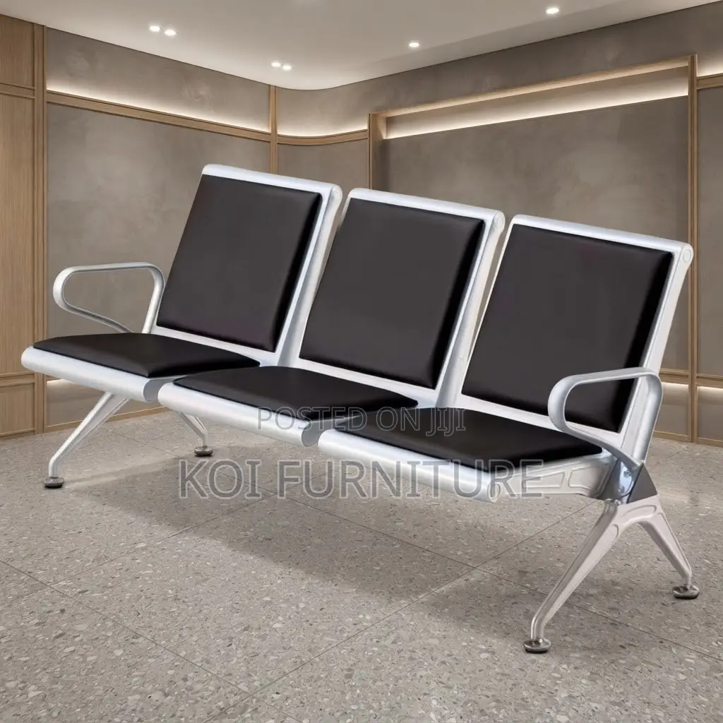 Office Bench; Leather Padded Three Seaters Front Benches