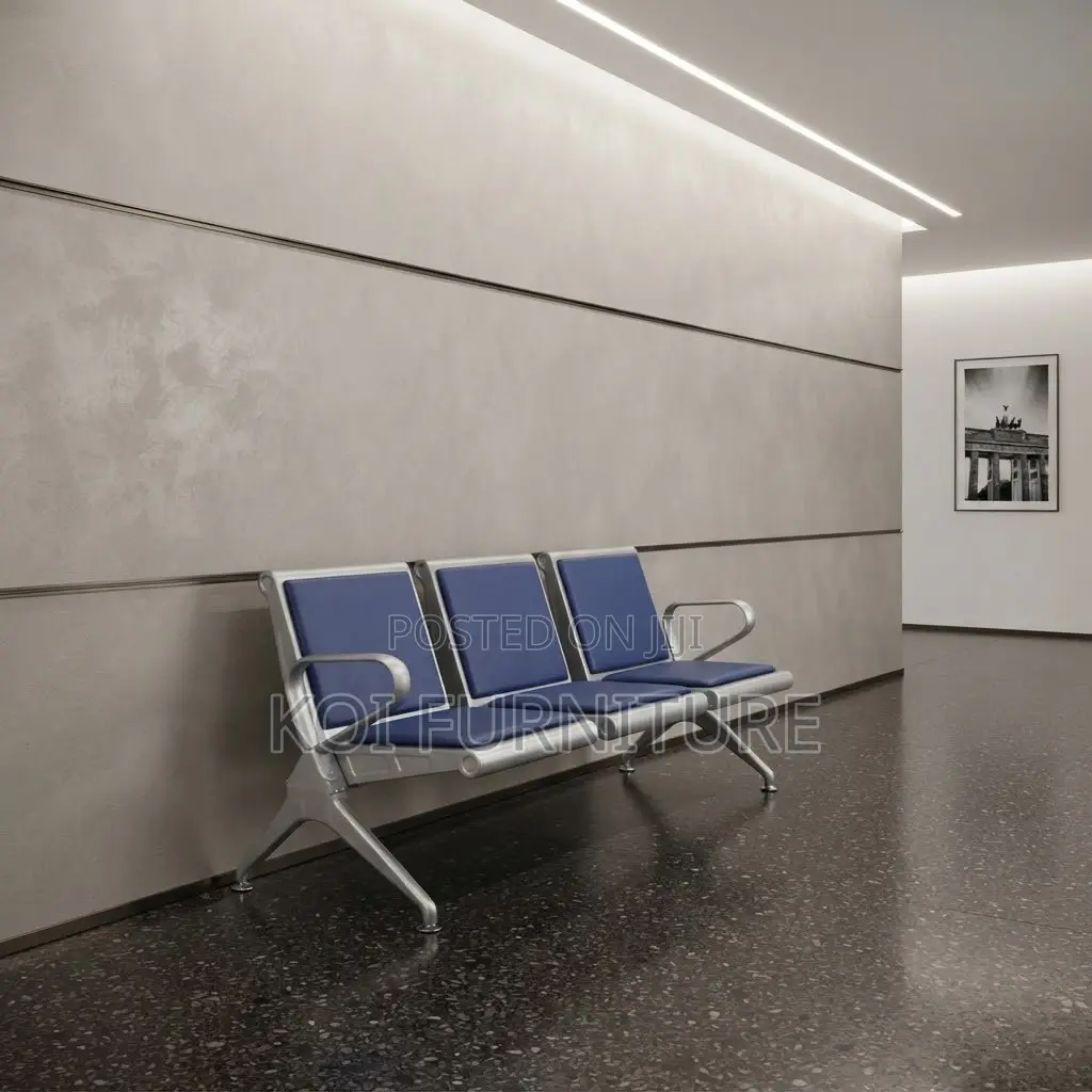 Office Bench; Leather Padded Three Seaters Front Benches