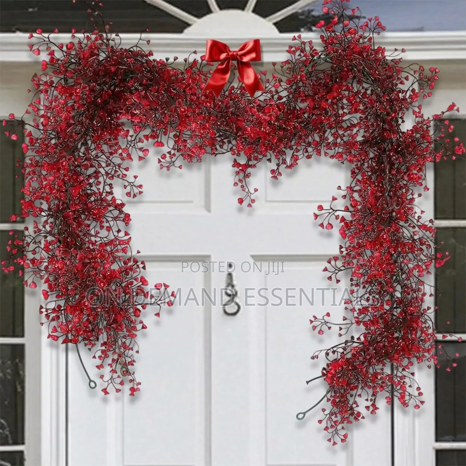 1.8m Artificial Hanging Plants Garland Plastic Red Ferns Fake