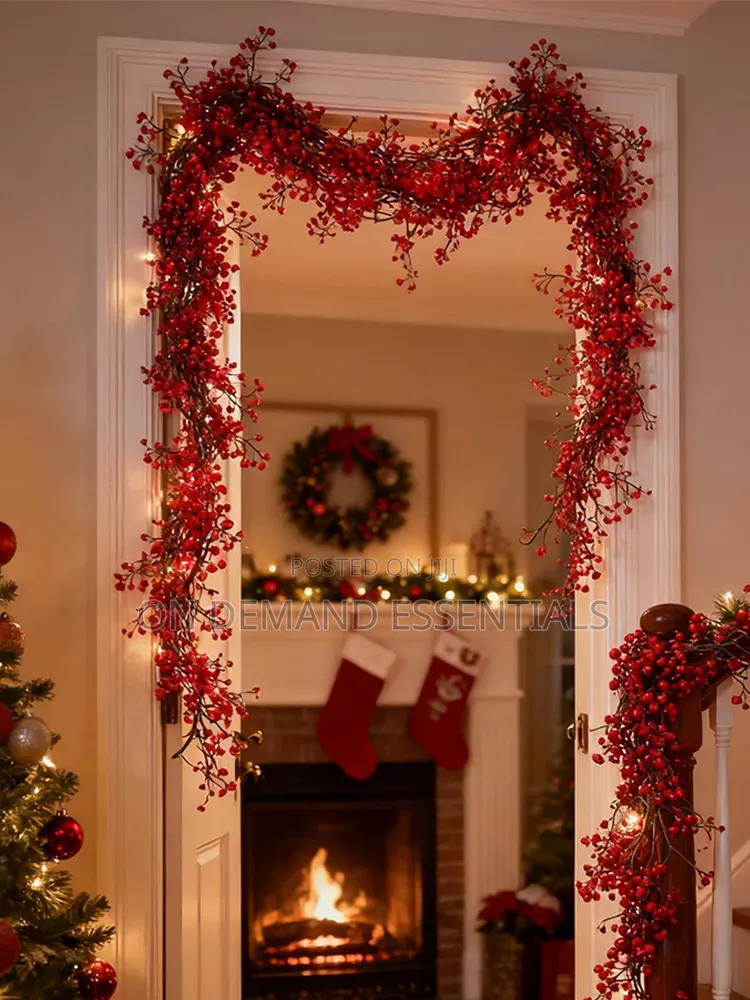 1.8m Artificial Hanging Plants Garland Plastic Red Ferns Fake