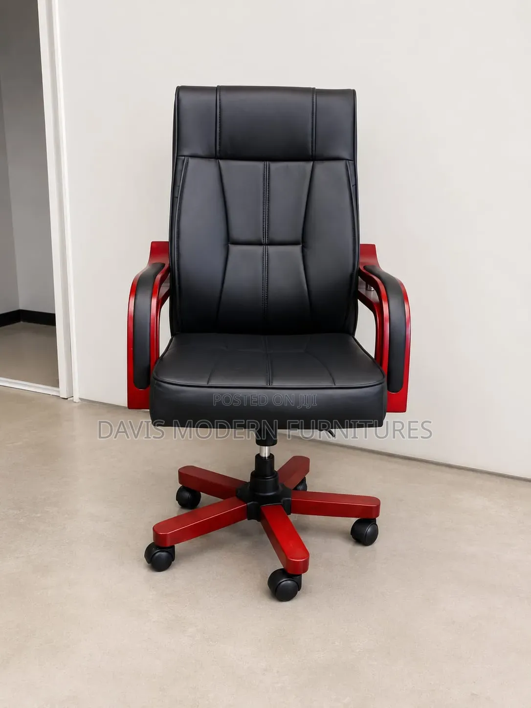 Black With Black Wooden Office Chair