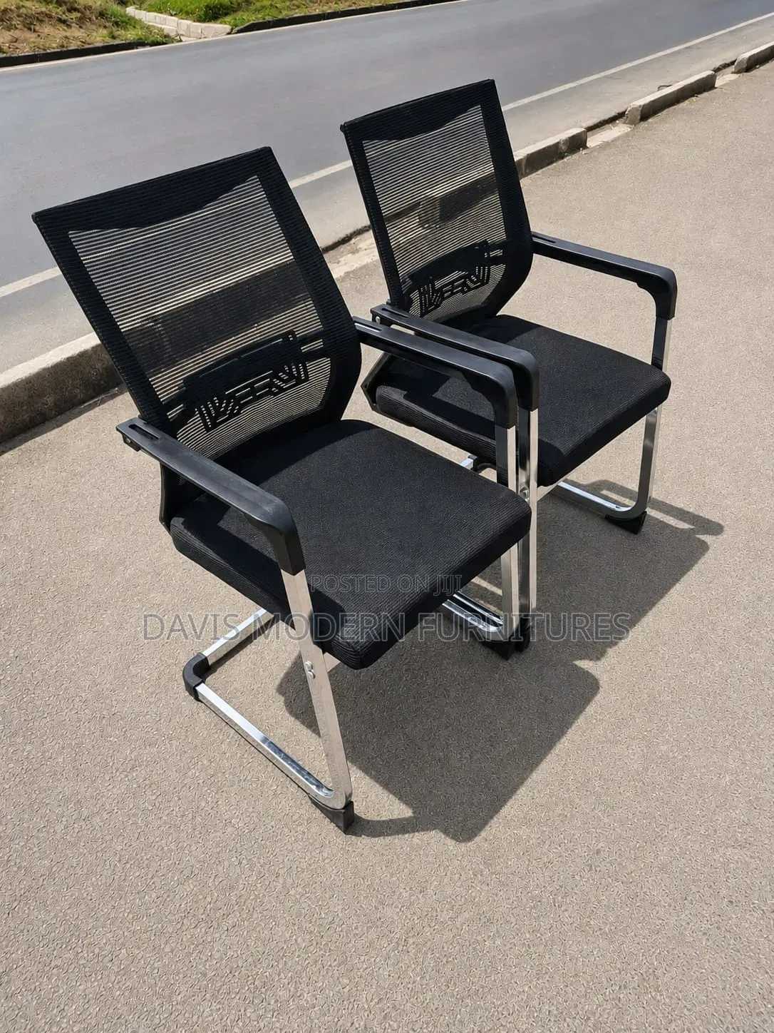 Pair Black Mesh Office Chair