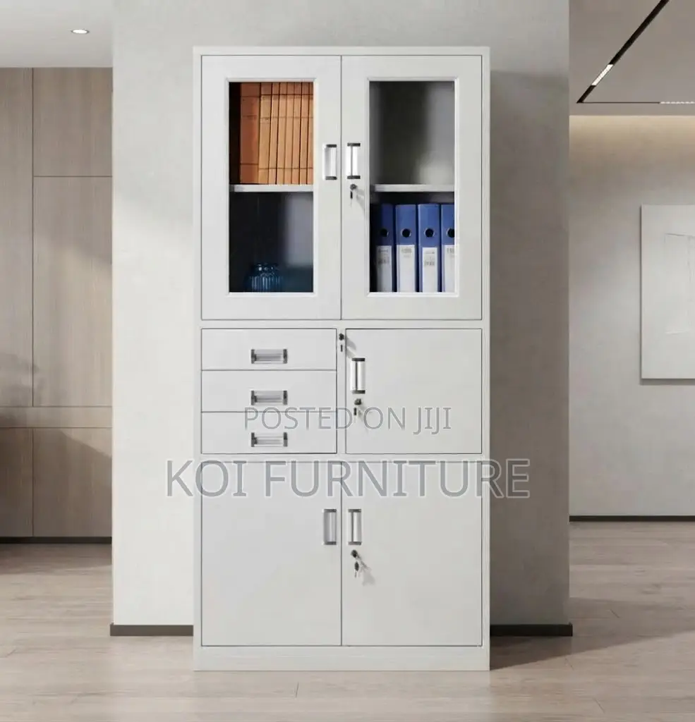 Office Cabinet; Two Doors Stainless Steel Modern Cabinet With Safe