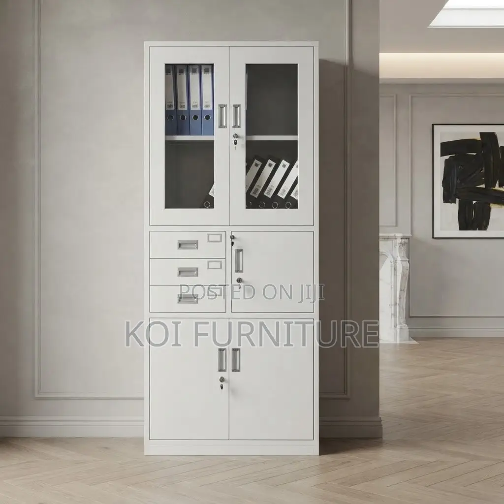 Office Cabinet; Two Doors Stainless Steel Modern Cabinet With Safe