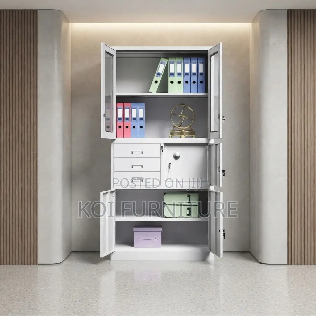 Office Cabinet; Two Doors Stainless Steel Modern Cabinet With Safe