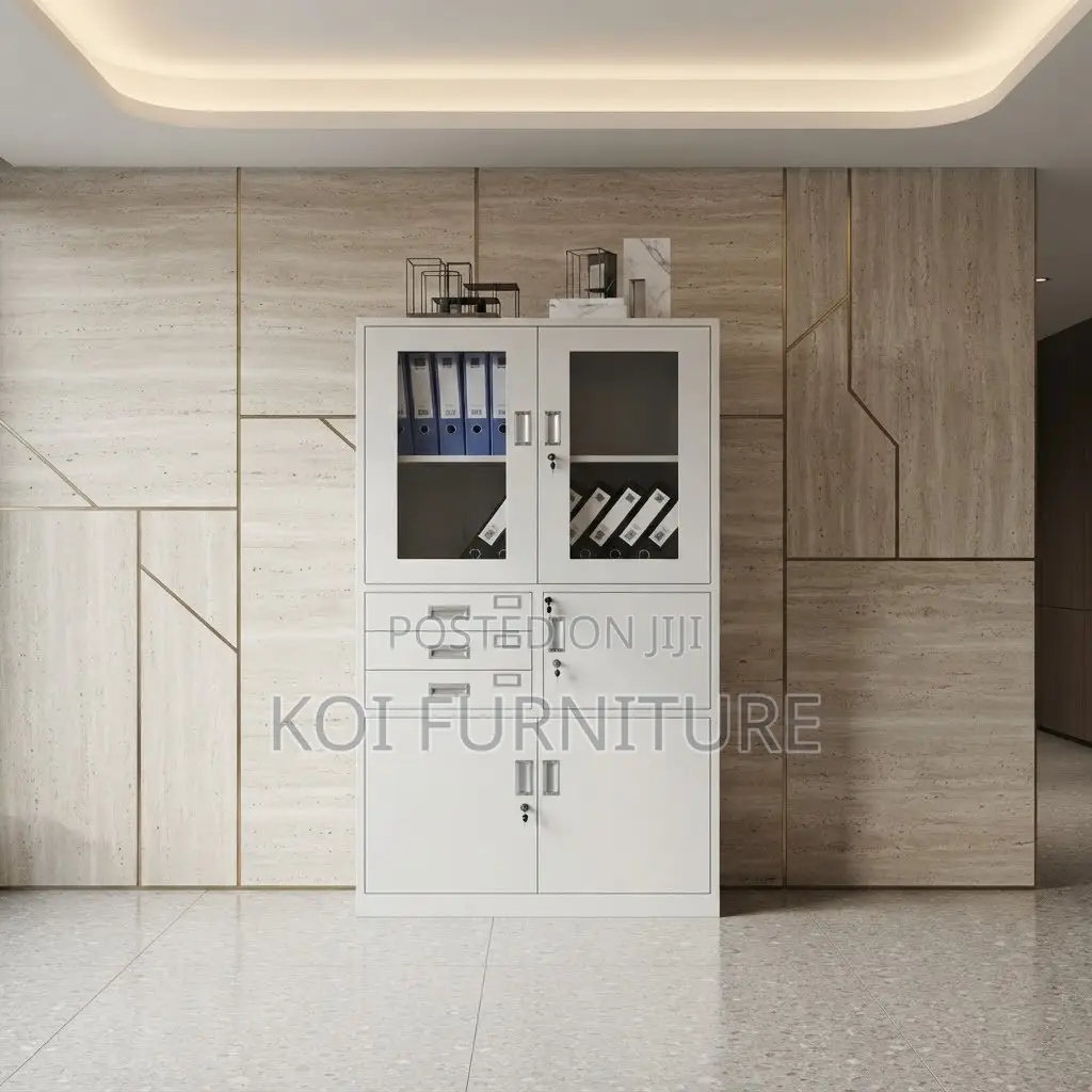 Office Cabinet; Two Doors Stainless Steel Modern Cabinet With Safe