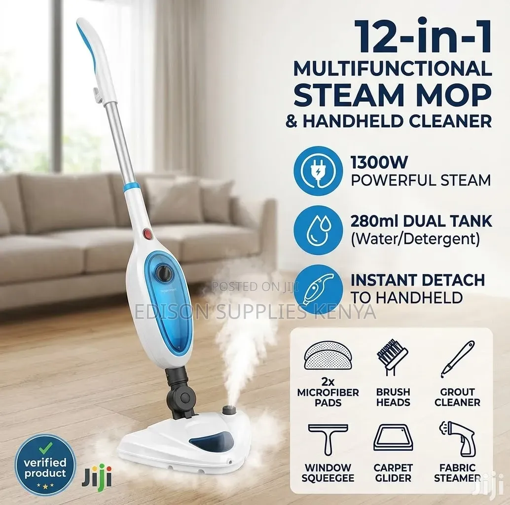 12 in 1 Multifunctional Steam Mop 1300W - Steam Floor Cleaner