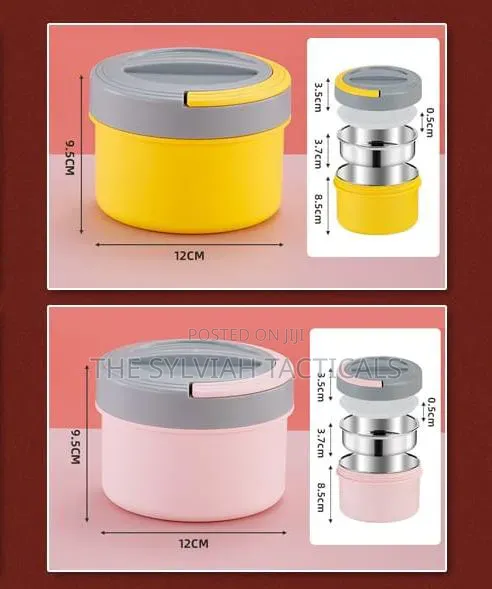 *Portable Macaron 800ml Stylish Round Shape With Steel Insert