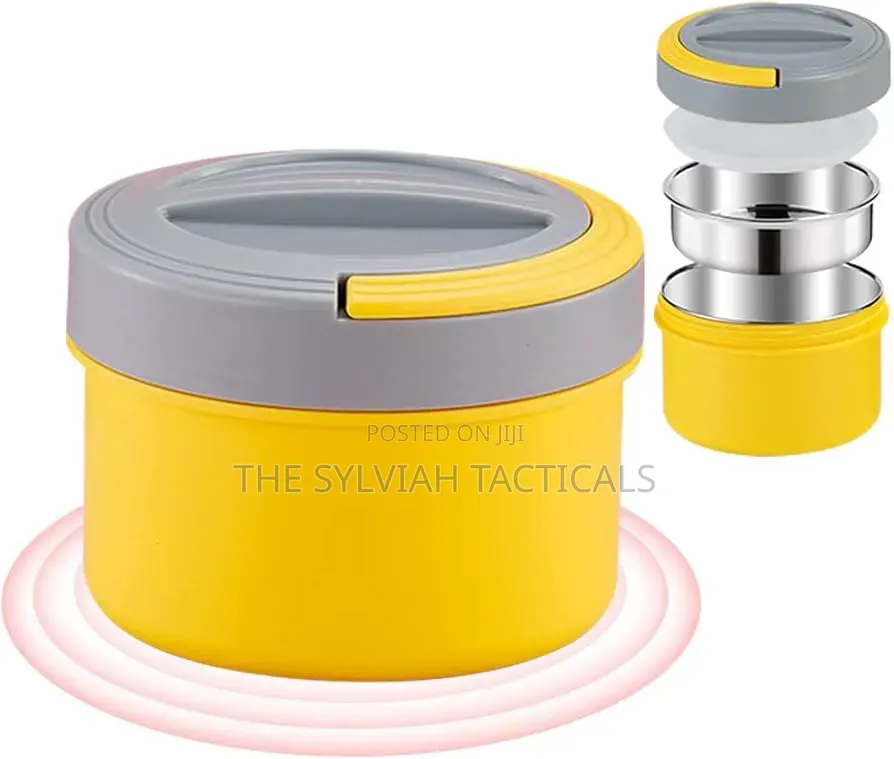 *Portable Macaron 800ml Stylish Round Shape With Steel Insert