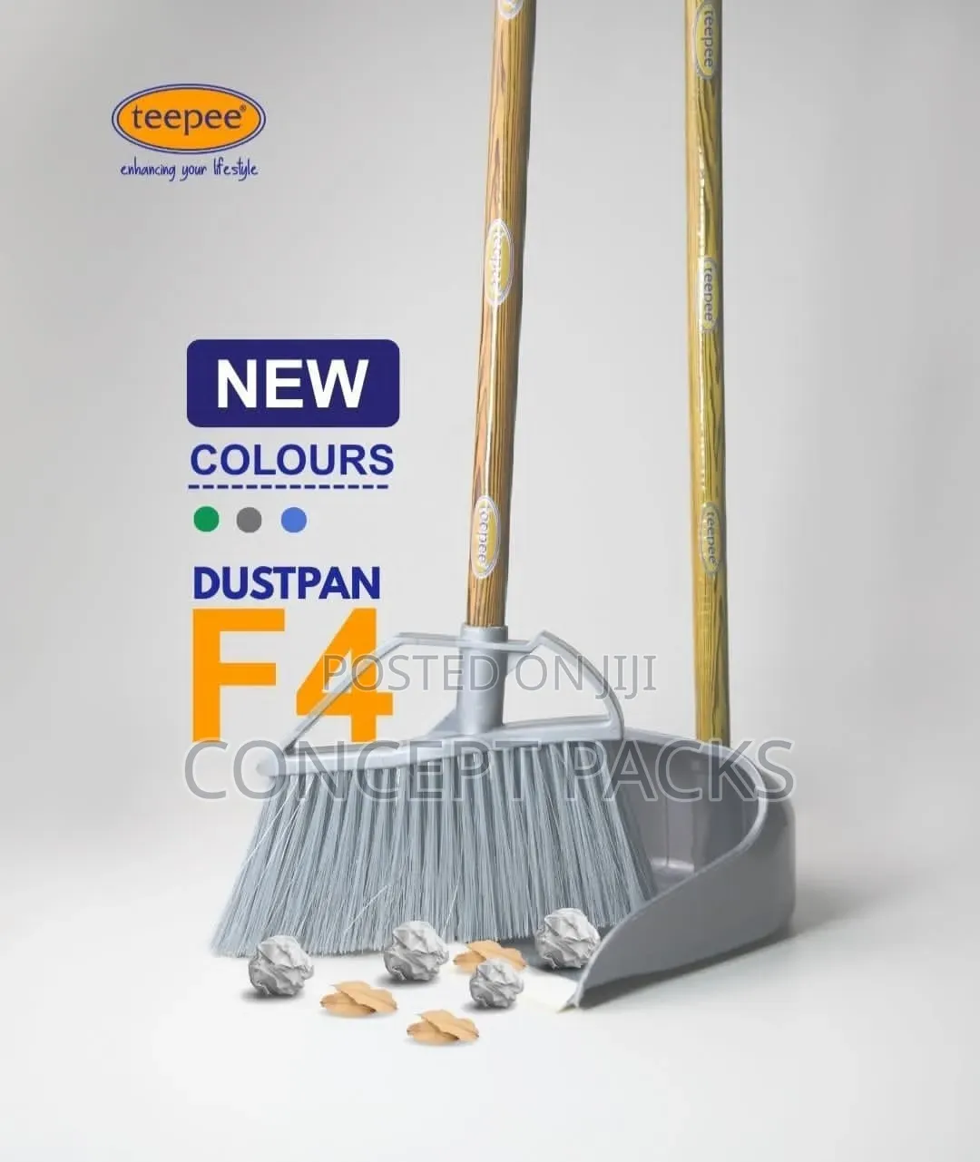 Stand Up Dust Pan + Straignt Broom PC Set.