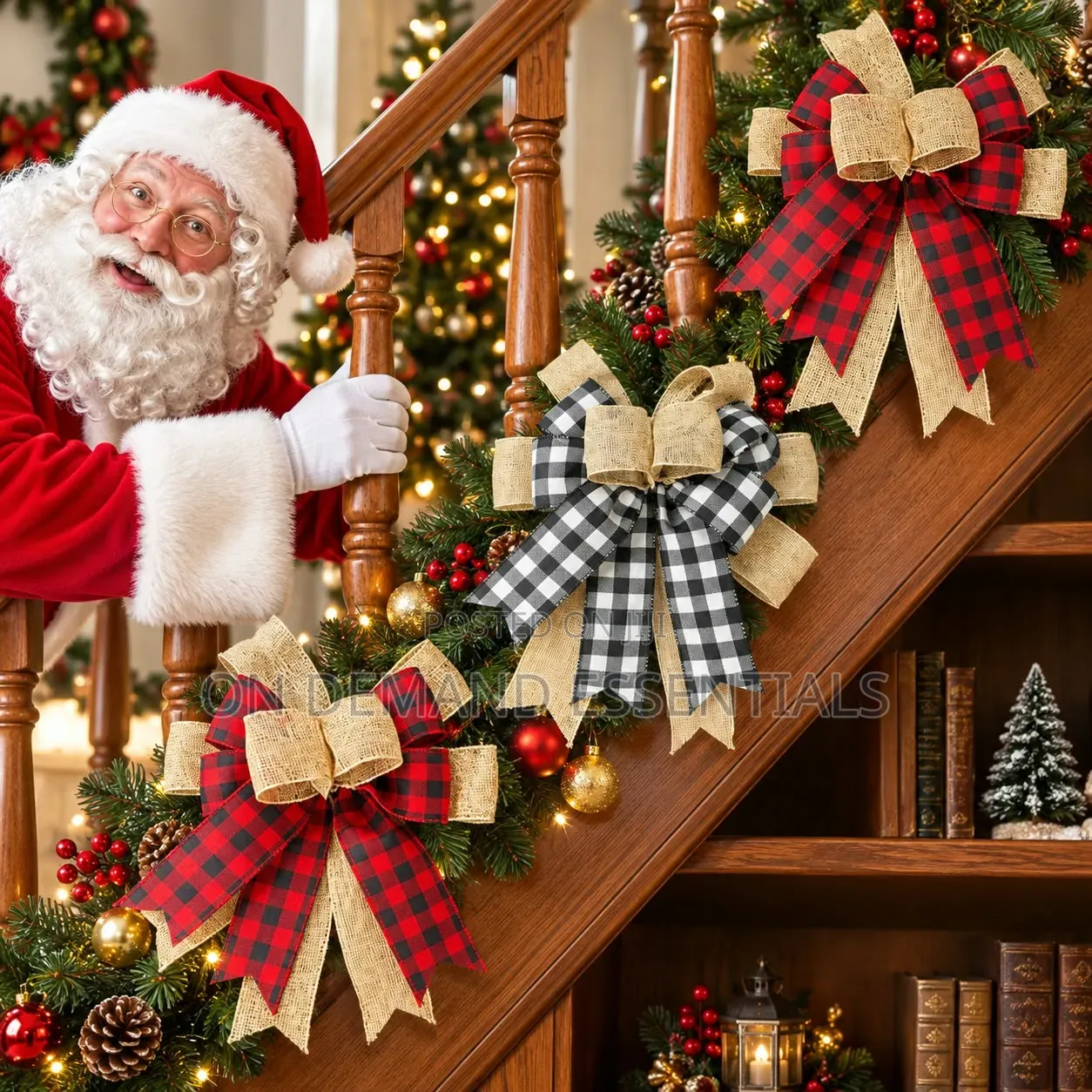 Christmas Black and White Plaid Bow
