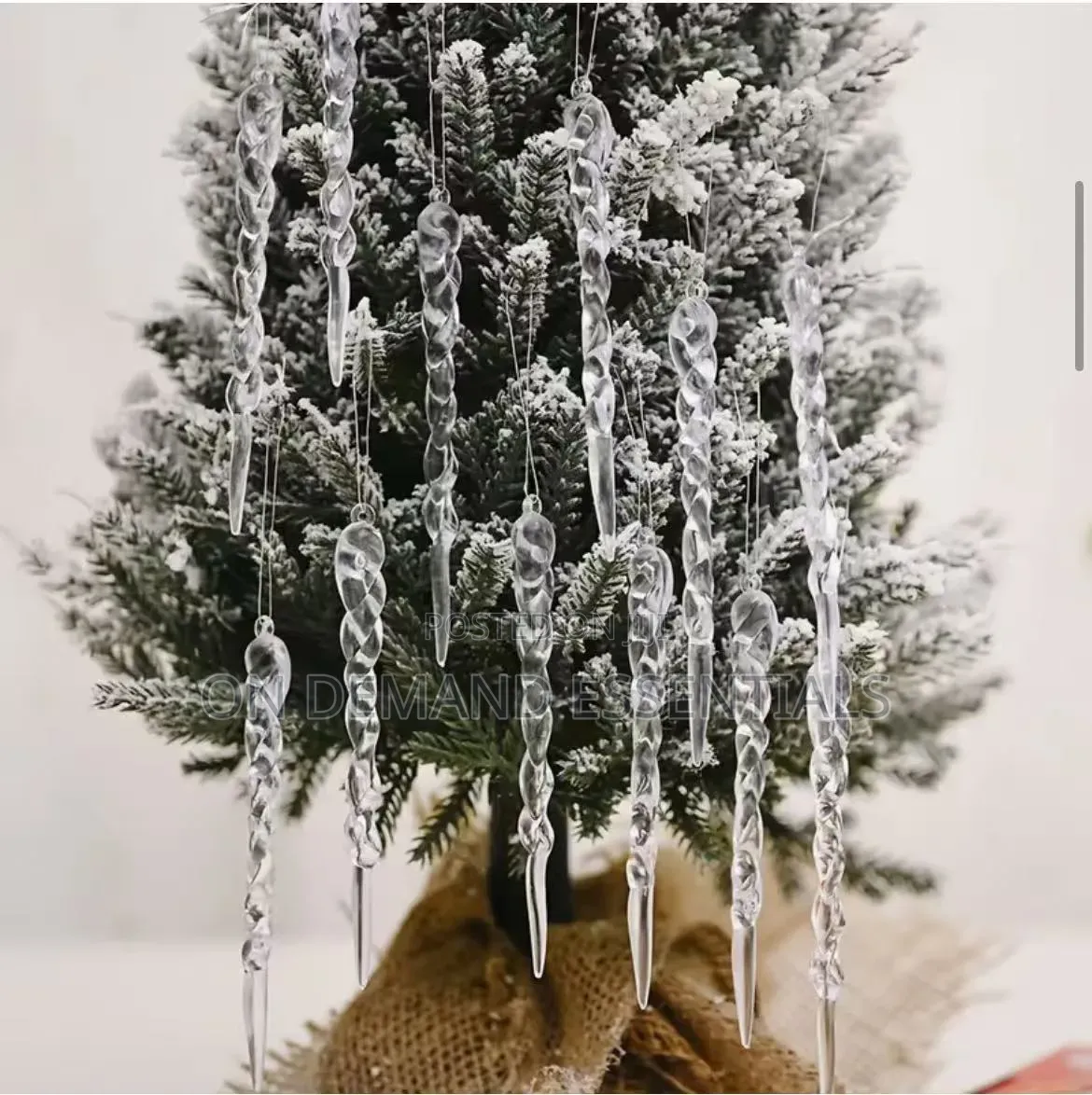 Set of 12 Crystal Clear Icicle Ornaments