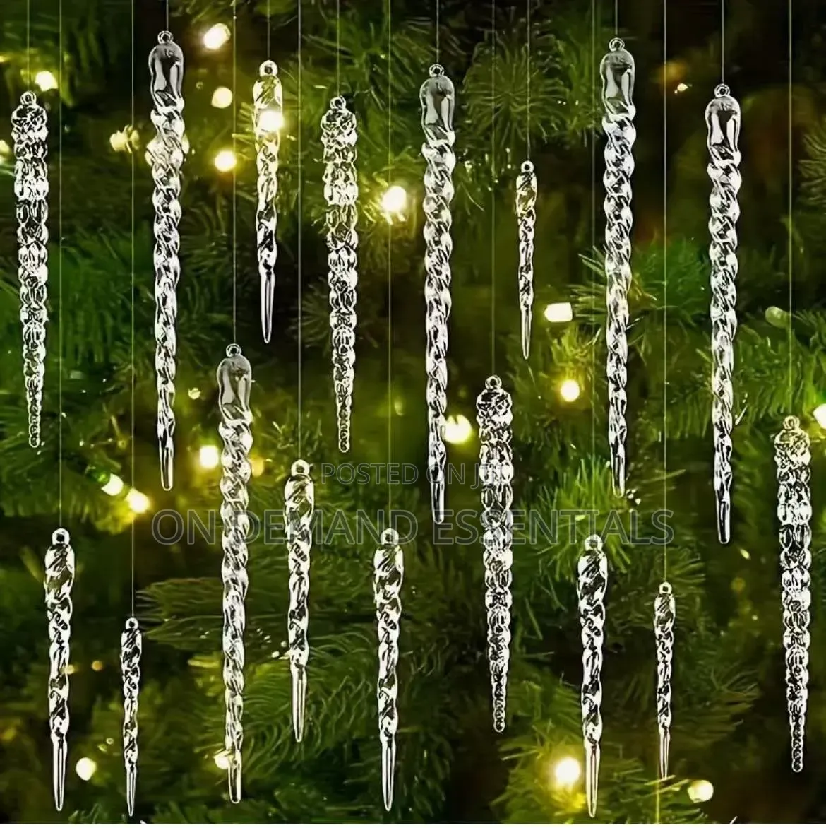 Set of 12 Crystal Clear Icicle Ornaments
