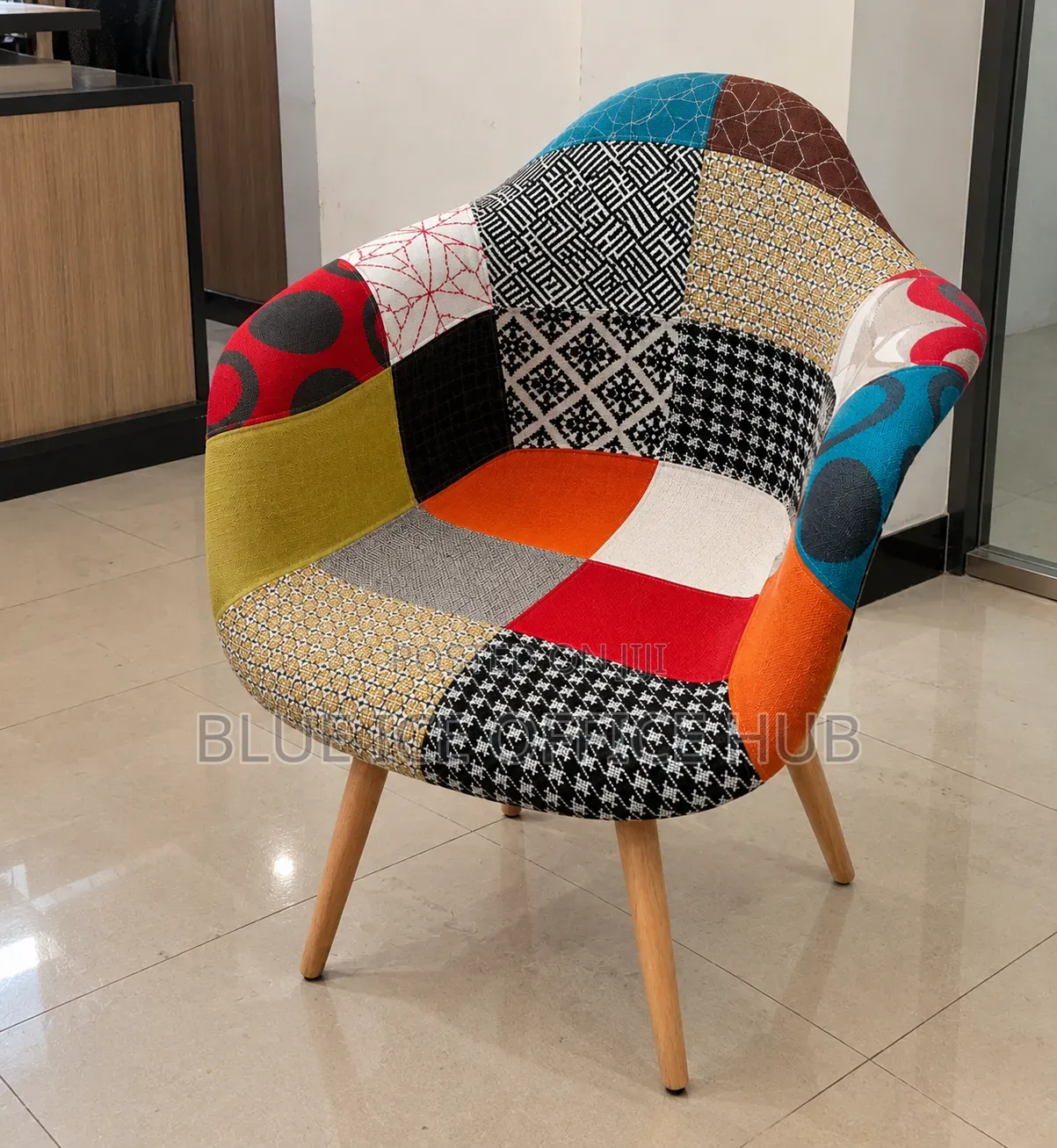 Modern Patchwork Accent Chair – Colorful Lounge Chair